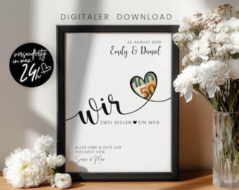 Personalisiertes Geldgeschenk Hochzeit PDF Druckvorlage, Last Minute DIY Geldgeschenk Für das Brautpaar als Personalisierte Digitale Datei