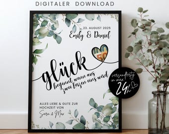 Personalisiertes Geldgeschenk Hochzeit PDF Vorlage, DIY Vorlage Verpackung für Geldgeschenk, Hochzeitsgeschenk mit Geld Zum Selberbasteln