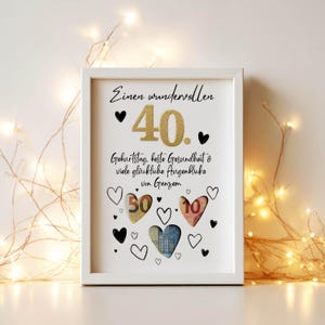 Geldgeschenk 40. Geburtstag PDF Vorlage Sofort Download, Last Minute DIY Geldgeschenk verpacken, Kreative Geschenkidee Runder Geburtstag bild 3