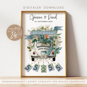 personalisiertes Geldgeschenk Hochzeit | Hochzeitsgeschenk für das Brautpaar | DIY Geldgeschenkidee basteln | Hochzeitsposter Druckvorlage