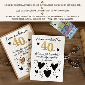Geldgeschenk 40. Geburtstag PDF Vorlage Sofort Download, Last Minute DIY Geldgeschenk verpacken, Kreative Geschenkidee Runder Geburtstag bild 12