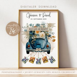 Kreatives Geldgeschenk personalisiert  Hochzeit | Last Minute Hochzeitsgeschenk | Brautpaar Geschenk Standesamt | Geld verpacken PDF Vorlage