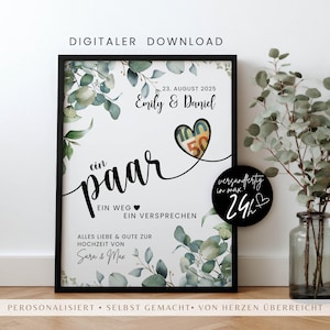 Personalisiertes Geldgeschenk Hochzeit als PDF Vorlage, Romantisches Hochzeitsgeschenk Idee, Hochzeitsgeschenk mit Geld Zum Selberbasteln
