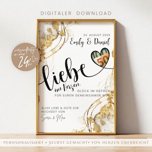 Personalisiertes Hochzeitsgeschenk Geld Zum Selberbasteln, DIY Vorlage Verpackung für Geldgeschenk Zur Hochzeit, Druckvorlage PDF Download