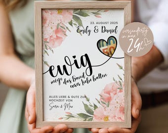 Personalisiertes Hochzeitsgeschenk Geld Zum Selberbasteln, DIY Vorlage Last Minute Geschenk, kreatives Geldgeschenk Hochzeit PDF Download