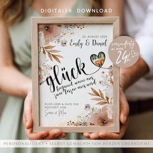 Personalisiertes Geldgeschenk Hochzeit als PDF Vorlage, Hochzeitsgeschenk mit Geld Zum Selberbasteln, Romantisches Hochzeitsgeschenk Idee