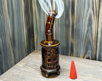 Brown Round Handmade Ceramic Incense Burner | Home Decor | Incense cone | Gift | Decor | Meditation | Aroma | Unique | Incense stove