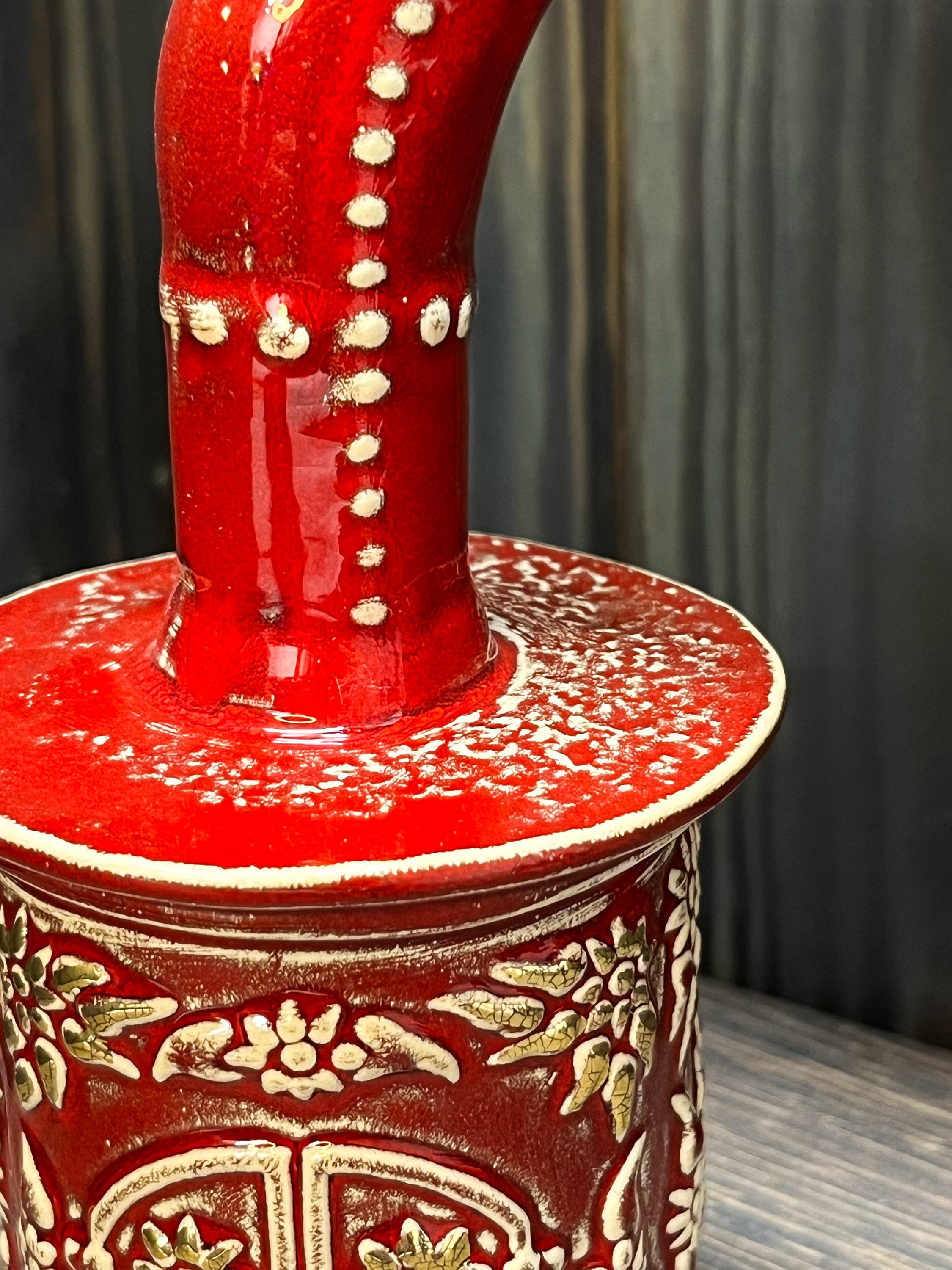 赤い丸型手作り陶器香炉 | ホームデコレーション | 香コーン | ギフト