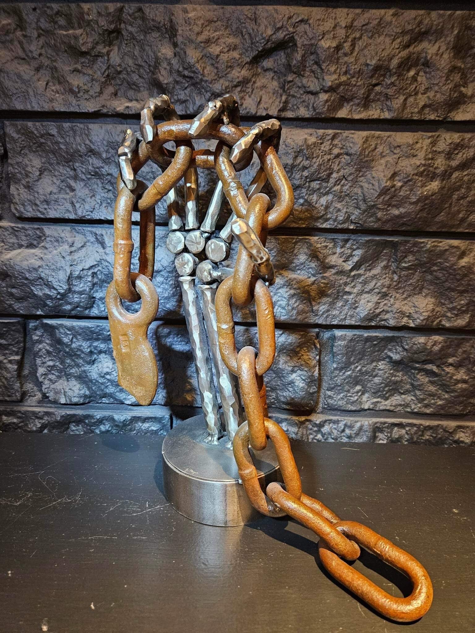 Image showcasing BROKEN ART SCULPTURE, Chains, Metal Art, Industrial Art, Art Deco ...