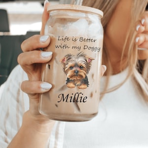 Yorkie Dog Glass Tumbler | 16oz Libbey Can Glass | Gift for Dog Lovers | Pet Owner Gift | Dog People Drinkware | Custom Yorkie Lover Gift