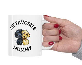 Taza de café Doodle Mom, regalo para amantes de los perros, taza de cerámica personalizada