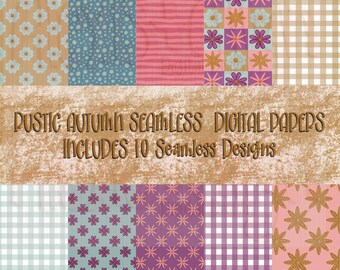 Rustic Autumn Seamless Paper: 10 Fall Scrapbook Backgrounds (Digital Download)
