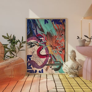 Impresión del salvaje oeste, arte de pared retro, imprimible de moda, cartel de arte abstracto, arte de carrito de bar, impresión abstracta de moda, decoración del hogar