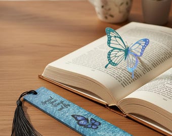 Butterfly Resin Bookmark – Inspirational Quote, Book Lover Gift, Reading Placeholder