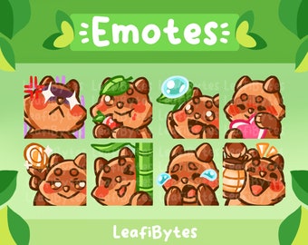 Niedliche Lustige Tanuki Waschbär Hund Emotes | Twitch/ Discord | 8er Set