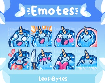 Niedliche Narwal Emotes | Twitch/Discord Bündel (8)