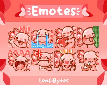 Niedliches Axolotl Emotes Bündel | Twitch, Discord (PNG)