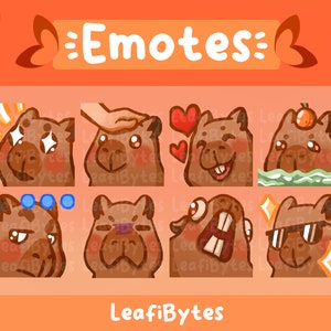 Cute Meme Capybara Emotes | Twitch/Discord | Bundle of 8