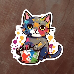 Cat Covered in Paint Sticker | Stickers | Cats | Cute | Painter