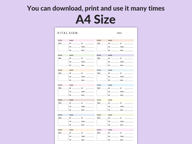 Editable and Printable Vital Sign Chart Vital Sign Log Vital - Etsy UK