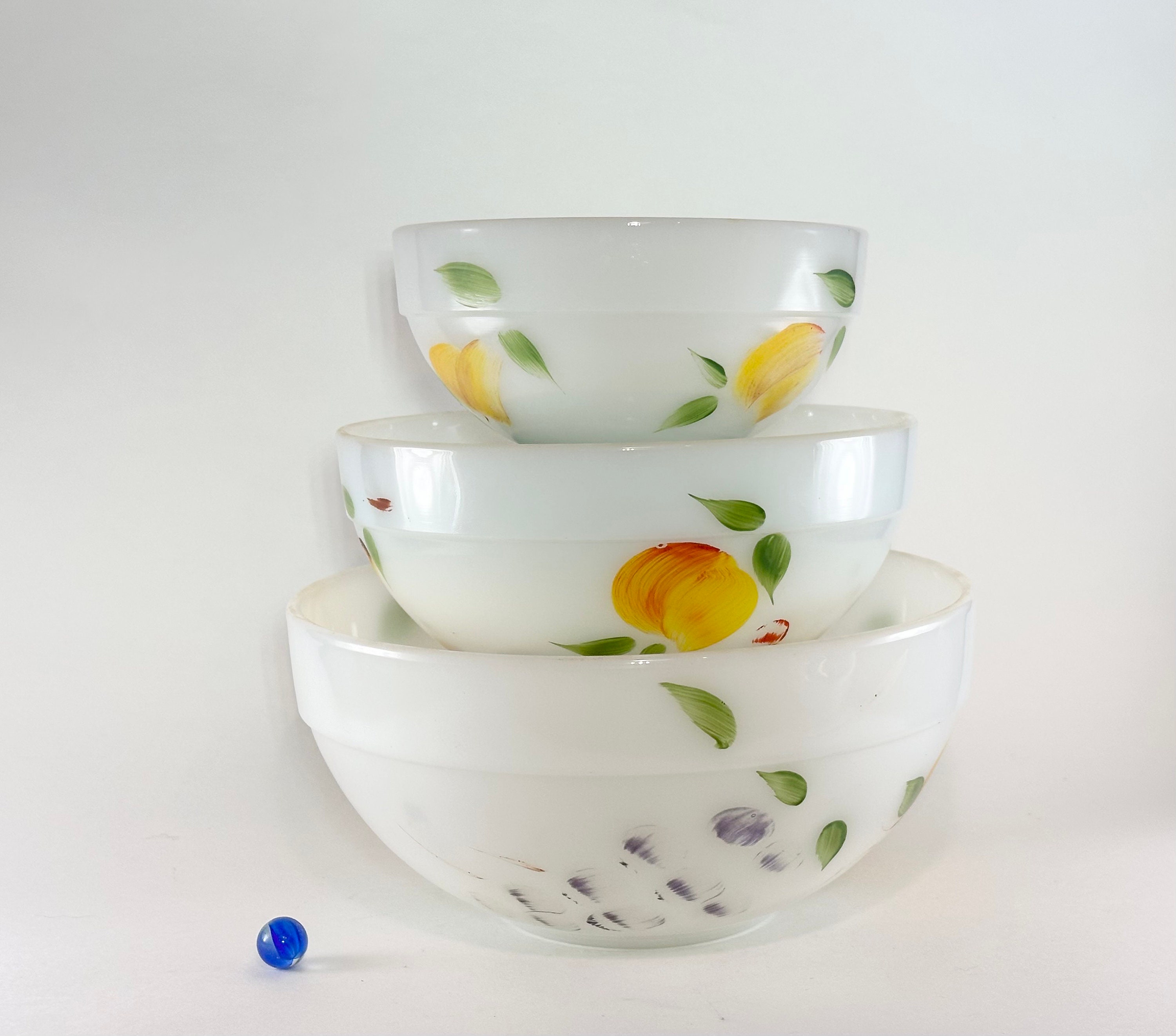 Vintage Fire King Hand Painted Peaches Grapes and Greens Etsy