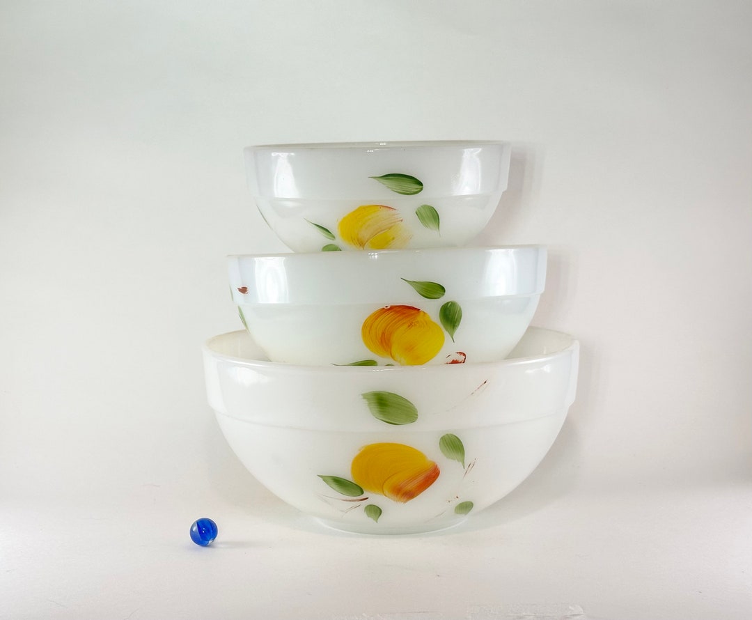 Vintage Fire King Hand Painted Peaches Grapes and Greens Etsy