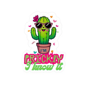 Adesivo da ragazza con cactus spinoso, adesivo in vinile per laptop, regalo per amanti delle piante, decorazione succulenta, adesivo con citazione divertente, adesivo impermeabile