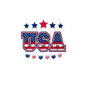 Sticker vinyle USA coeur étoiles baiser - Sticker patriotique rouge blanc bleu, décoration fête de l'indépendance, sticker drapeau américain pour ordinateur portable, 4e