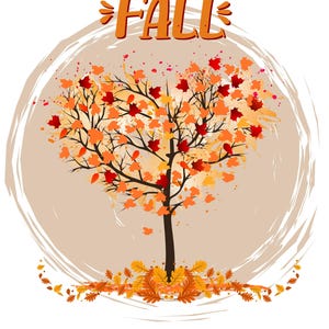 Fall Tree Heart SVG: Autumn Leaves Clipart (Digital Download)