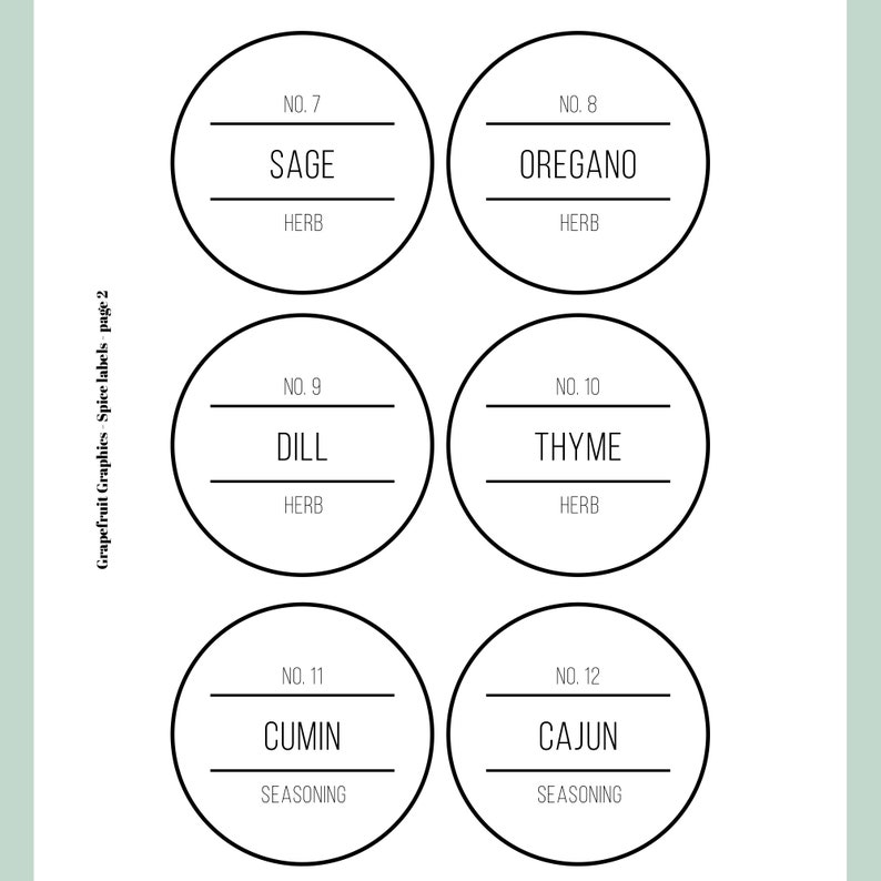 Minimalist Clean Round Spice Jar Labels, Regular Mason Jar Lid