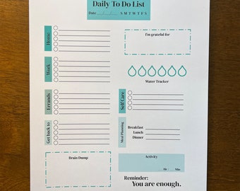 Daily to do list and Lifestyle Tracker - Turquoise