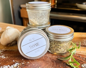 Get Your Herbs On | Round Herb Labels for Mason Jars, Minimalist style labels, Clean round labels, Pantry Management Organization,