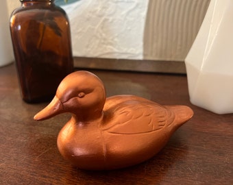 Copper Painted Small Duck Figurine