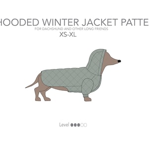 Hooded winter jacket w long sleeves pattern pdf for dachshund and other dogs