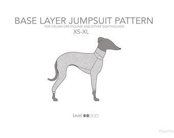 Base layer jumpsuit / tight onesie pattern pdf for Italian greyhound / IGGY
