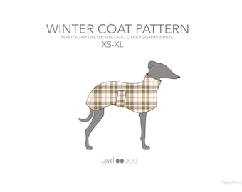 Winterjacke. Pdf Schnittmuster für italienisches Windspiel / IGGY