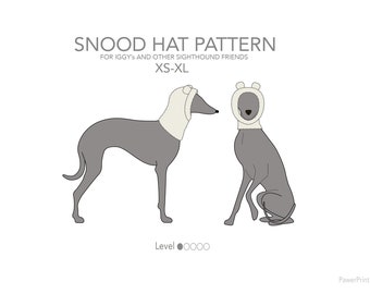 Snood w ears / beanie / hat /. Pattern pdf for Italian greyhound / IGGY