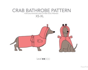Crab Bathrobe pattern pdf for dachshund and other dogs