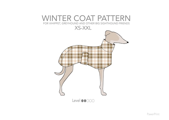 Winter Dog Jacket Sewing Pattern: Whippet, Greyhound (PDF Pattern)