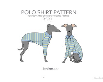 Polo shirt / piké sweater / top with collar. Pattern pdf for Italian greyhound / IGGY