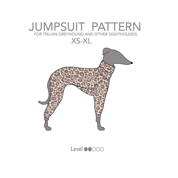 Jumpsuit / Onesie / Pyjama / Gesamtmuster pdf für italienischen Windhund / IGGY