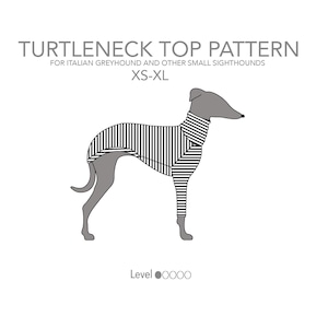 Italian Greyhound Turtleneck Sewing Pattern. PDF Dog Shirt for small Sighthounds