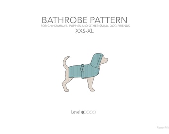 Chihuahua bathrobe PDF sewing pattern for beginners. Suitable for puppies and small dogs. Includes instructions — printable Download.