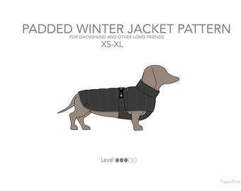 Padded winter jacket pattern pdf for dachshund and other dogs