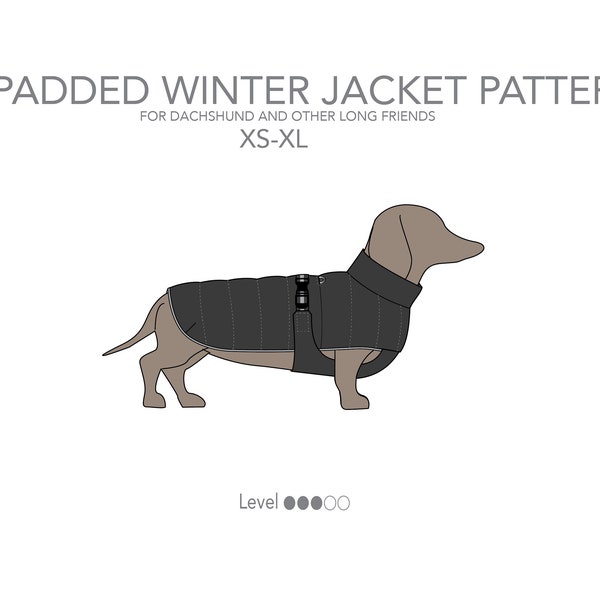 Padded winter jacket pattern pdf for dachshund and other dogs