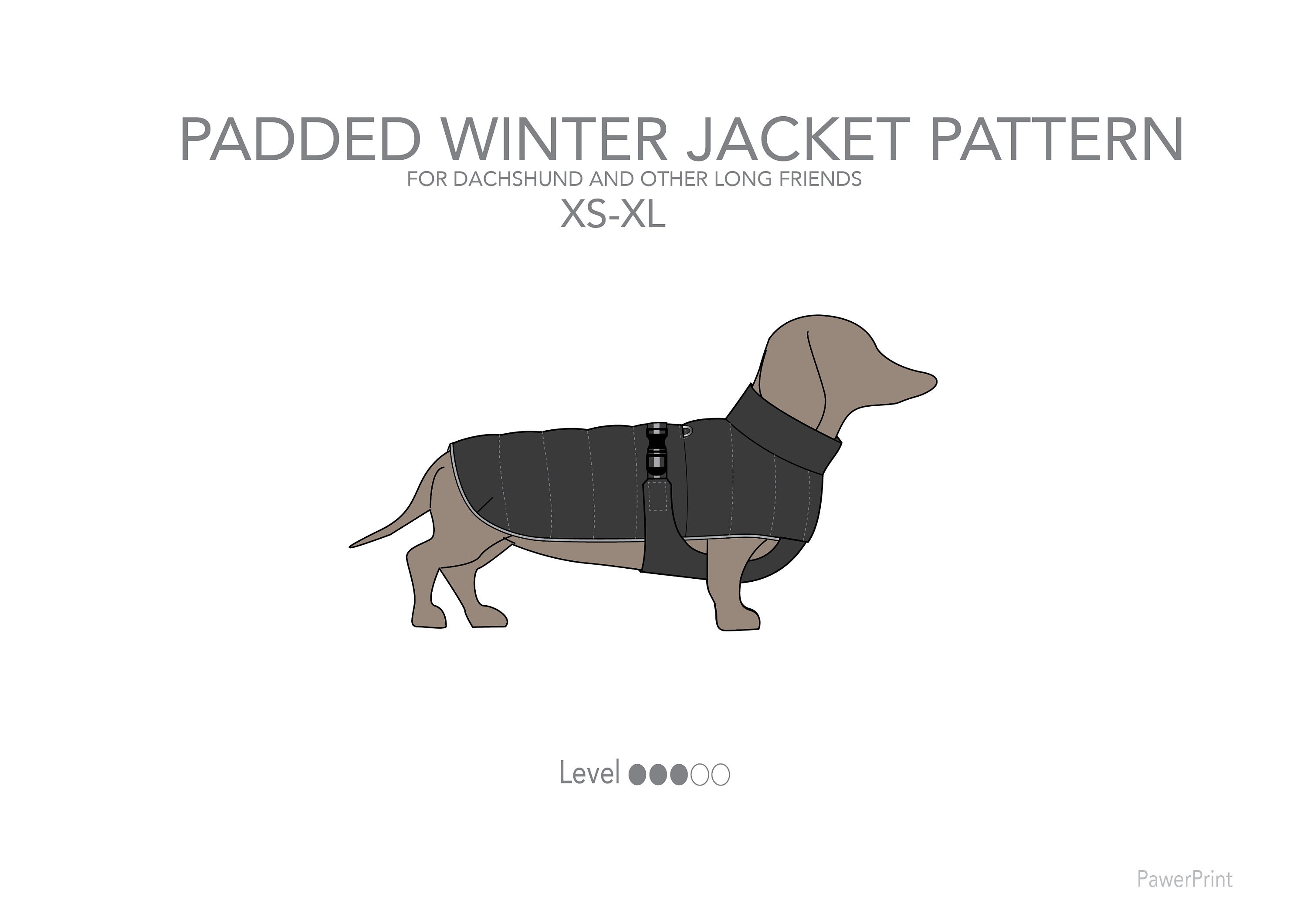 Padded winter jacket pattern pdf for dachshund and other dogs