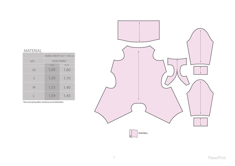 Peut inclure: Un patron de couture pour une robe avec un tableau indiquant les besoins en tissu en yards et en m&egrave;tres pour diff&eacute;rentes tailles&nbsp;: XS, S, M et L. Le patron comprend des pi&egrave;ces pour le corsage, les manches et la jupe.