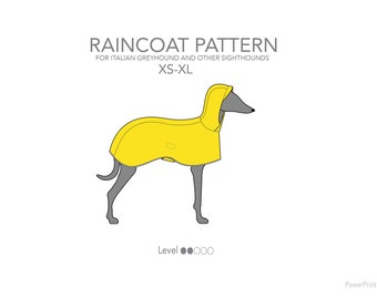 Raincoat / Rain jacket. Pdf pattern for Italian greyhound / IGGY