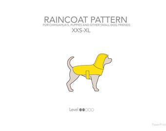 Chihuahua raincoat. PDF sewing pattern. Suitable for puppies and small dogs. Size XXS-XL. Includes instructions with illustrations. Download