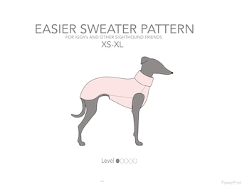 Italienisches Windspiel Schnittmuster PDF, Windhund Schnittmuster, Iggy & kleiner Windhund Pullover